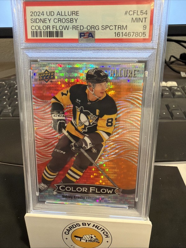 2024-25 Upper Deck Allure Color Flow Red Orange /150 Sidney Crosby PSA 9