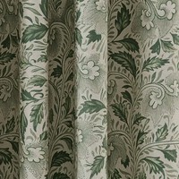 V&A Ornamental Bloom Lined Curtains in Green, BLACKOUT EYELETS W228 DROP 182 CM