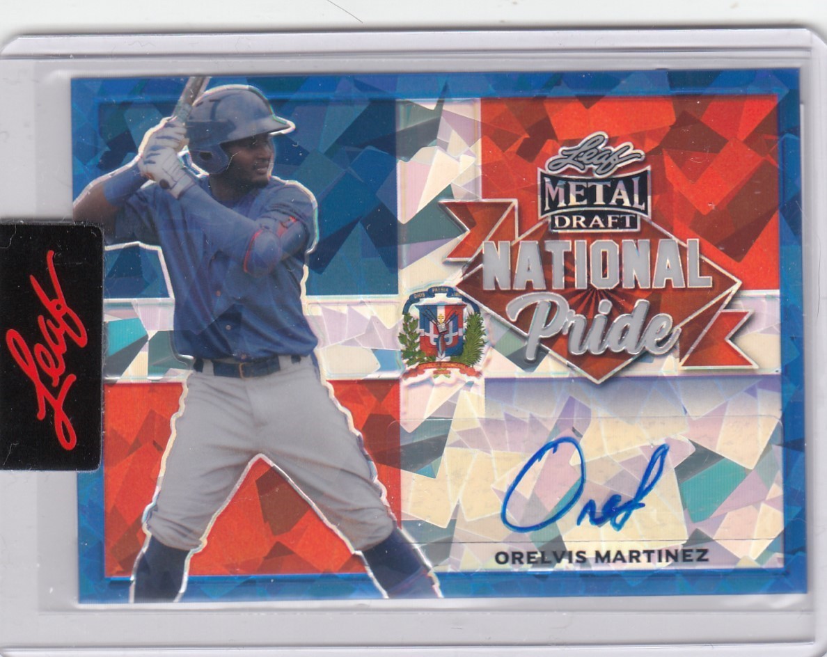 2023 Orelvis Martinez Leaf Metal Blue AUTO PRE PRODUCTION PROOF 1/1 Nationals view 1