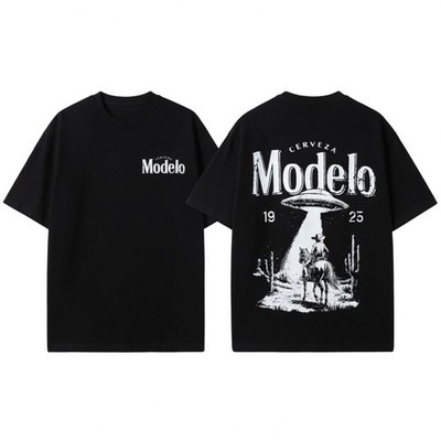 Cerveza Modelo Cowboy UFO Double Sided Vintage Graphic Retro Aesthetic T-Shirt