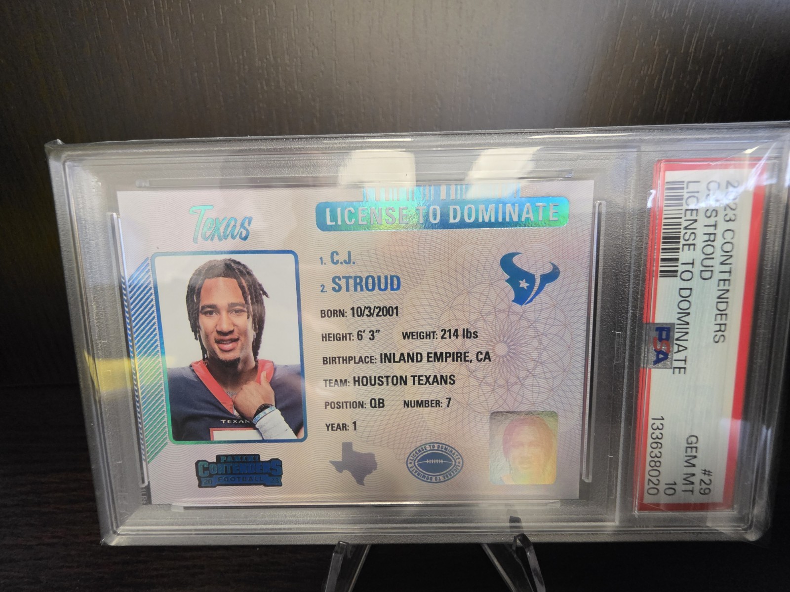 2023 Panini Contenders License to Dominate #29 CJ Stroud RC PSA 10 GEM MINT RARE