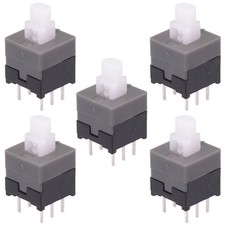 5 x Latching 8.5x8.5mm PCB Push Button Switch DPDT 300mA 30VDC