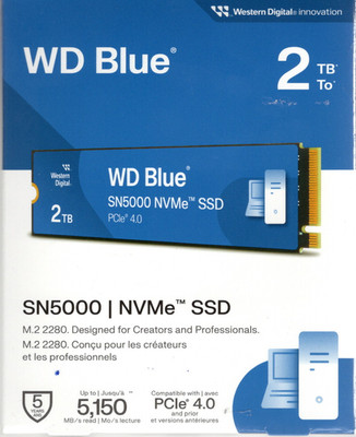 WD Blue SN5000 SSD 2TB NVMe M.2 2280 PCIe 4.0 x4 f. PC & Notebook Retail Neu 19%