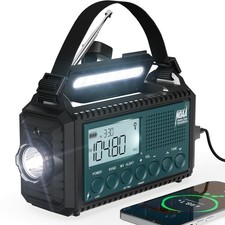Emergency Weather Radio with AM/FM/NOAA/SW, 5 Ways Powered Solar Hand Crank A...