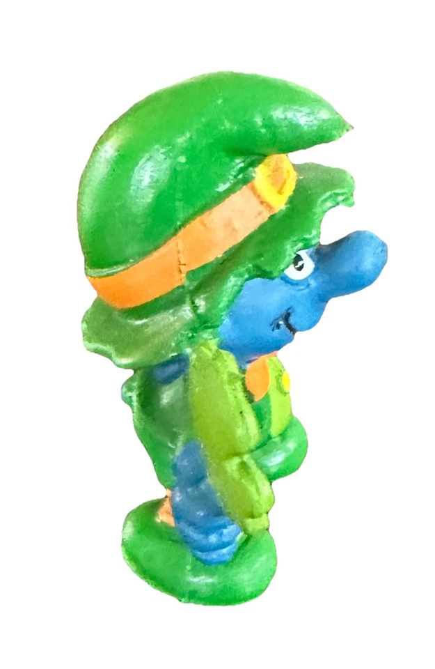 Schleich Peyo Pitufo Figura De Colección 1982 BUENA SUERTE DUENDE Sombrero Verde Foto 4 de 4