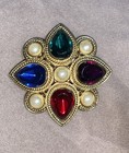 TAT Signed 1980’s Scarf Glass Stones &faux Pearls. Byzantine or Moghul aesthetic — photo 1