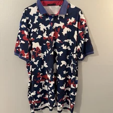 Greyson Golf Polo Men’s XL Blue/Red/White Camo Ritz Carlton