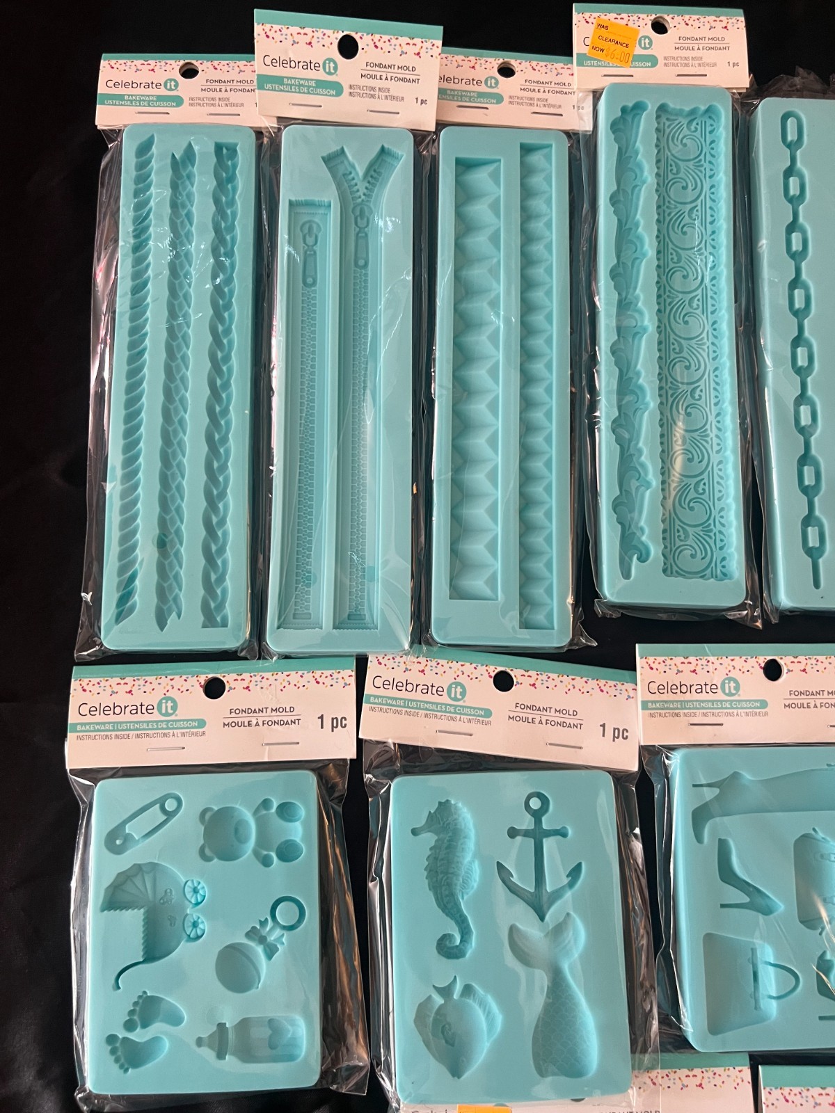 15 LOT CELEBRATE IT FONDANT MOLD BLUE SILICONE BAKEWARE NEW