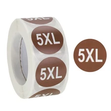 1Roll Clothing 5XL Size Stickers 1" Round Coded Self-Adhesive Labels Brown