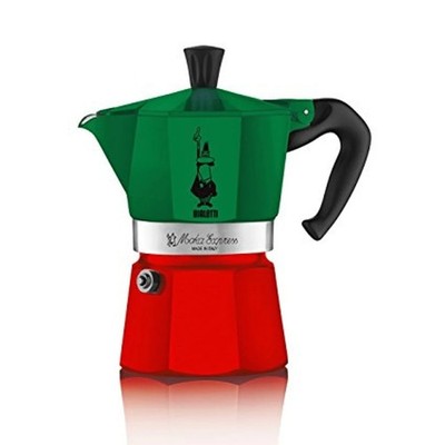 Bialetti Moka Aluminum Espresso pot Tricolore/Italia -6 cup - New