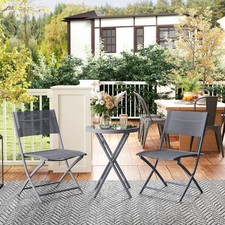 3Piece Outdoor Bistro Set Small Patio Garden Folding 2Chairs Coffee Table Unit