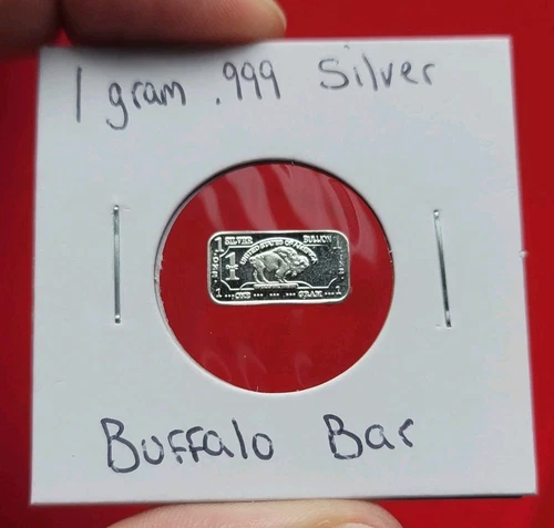 BUFFALO 🦬 - 1 Gram .999 Fine Pure Solid SILVER Bullion Mini Art Bar Ingot Coin