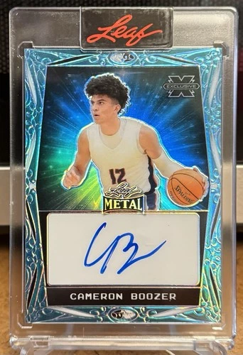 CAMERON BOOZER AUTO /99 2024-25 LEAF METAL BLUE REFRACTOR DUKE BLUE DEVILS