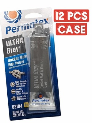 Permatex Ultra Grey Rigid High-Torque RTV Silicone Gasket Maker (3.5 oz)-12 Pack