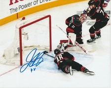 JORDAN MARTINOOK CAROLINA HURRICANES GOAL SAVE SIGNED AUTOGRAPHED 8x10 PHOTO COA