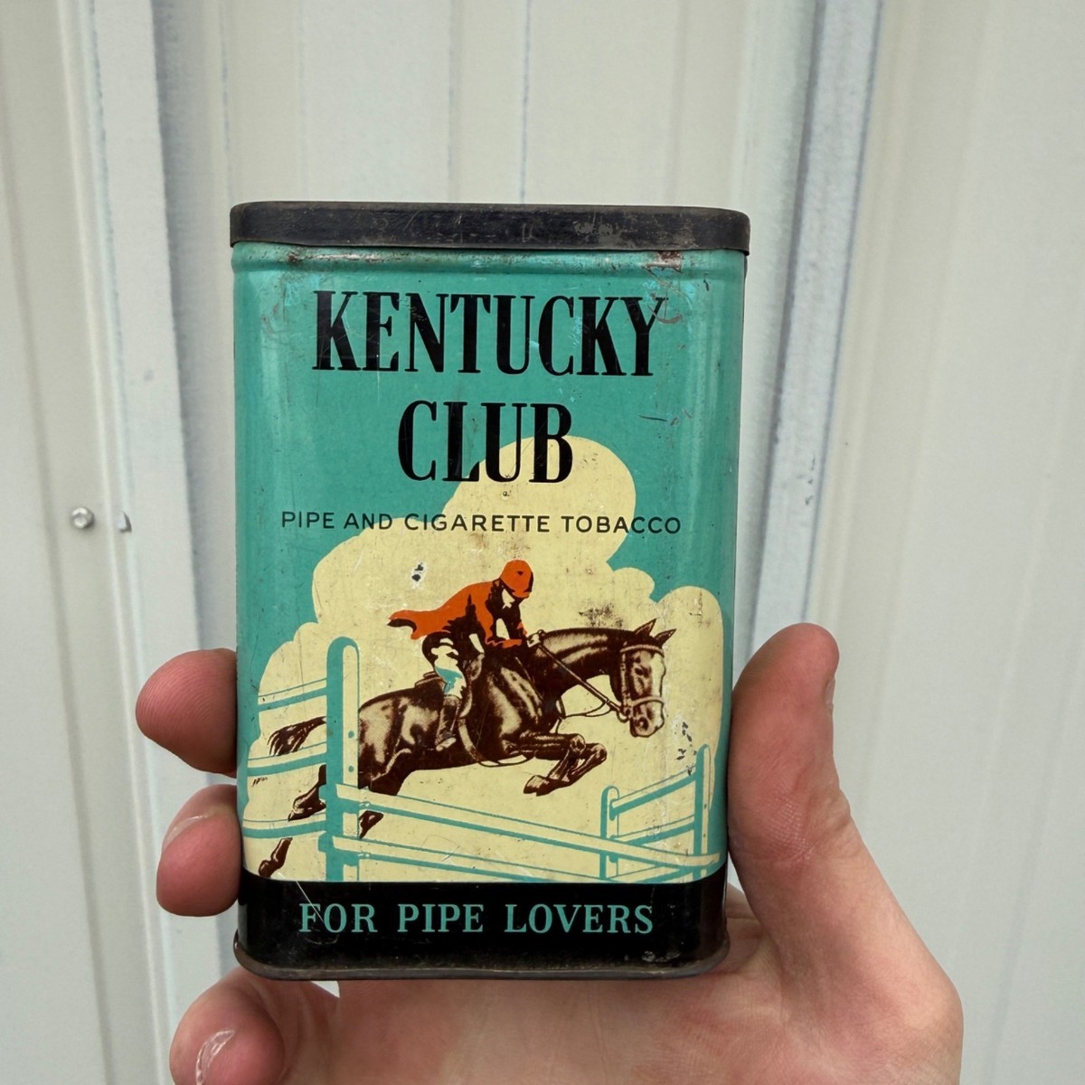Vintage Kentucky Club Smoking Tobacco Empty Vertical Pocket Tin Advertising 