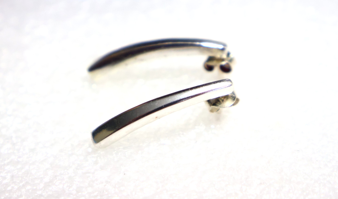 PRETTY Solid Silver 925 Curved Bar Drop EARRINGS … - image 11