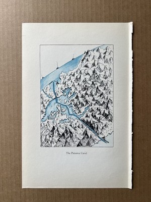 1932 Van Loon Geography Panama Canal Map Vintage Book Plate Print