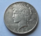 1923 d peace silver dollar low mintage for this year, VF coin