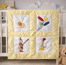 Vintage Handmade Circus Themed Unisex Baby Quilt Blanket Throw 24  x27  