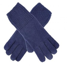 Pure Wool Fine Knitted Glove NAVY Thermal Knit Full Finger Fit Most Warm Winter