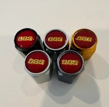 Bbs Style Valve Caps Gold Bbs Red Logo