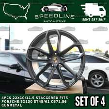 4pcs 22x1011.5 Staggered Fits Porsche 5x130 Et4561 Cb71.56 Gunmetal