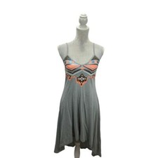 Express Women's Slip Dress Cotton Slub Knit Sequins Embellished Tribal High-Low