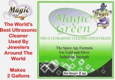 Magic Green Ultrasonic Jewelry Cleaner Solution Concentrate Soak Makes 2 Gallons