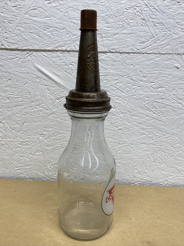 Conoco Motor Oil Bottle Spout Cap Glass Vintage Style Gas Station - Picture 2 of 7