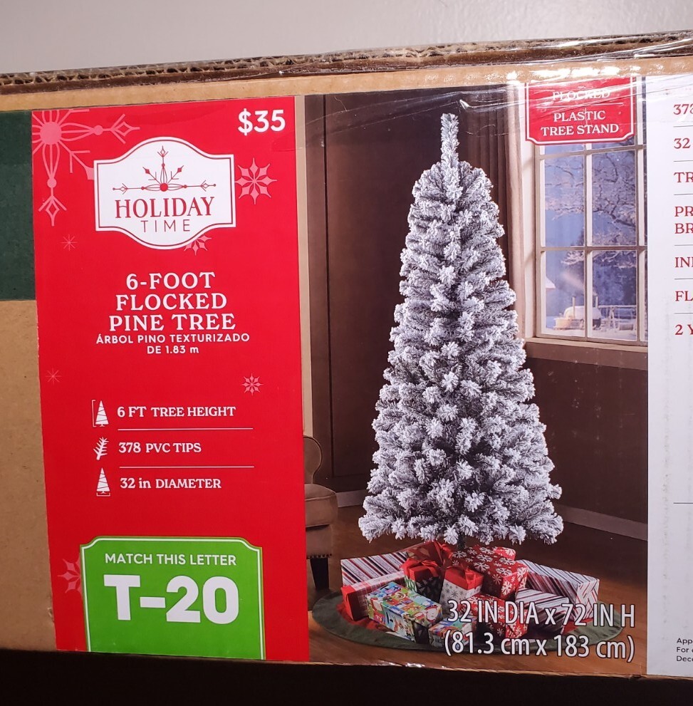 HOLIDAY TIME 6FT UN-LIT SNOW-FLOCKED PINE ARTIFICIAL CHRISTMAS