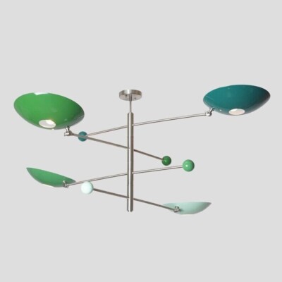 Stilnovo Style Multi-Color Four Premium Shade Sputnik Chandelier Light Fixture