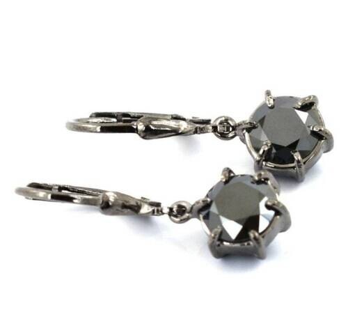 5.00CT Diamante Negro Pendientes Con Rodio Negro Acabado AAA Certificado - Imagen 3 de 5