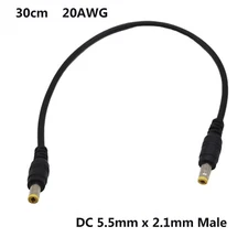 CCTV DC Power 5.5mm x 2.1mm Male To Male Adapter Socket Extension Cable Cord 1ft