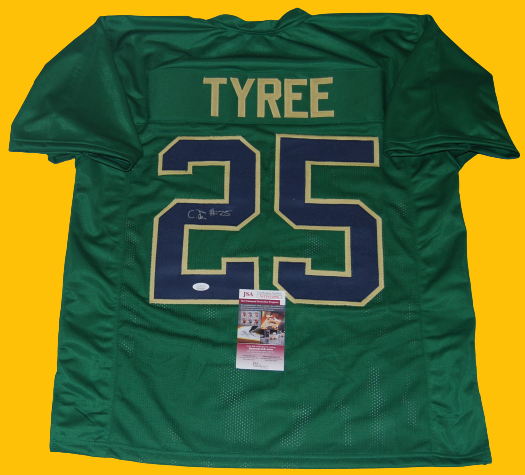 Chris Tyree Autographed Signed Notre Dame Fighting Irish () Green football custom jersey JSA 