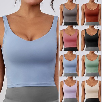 Women Solid Sleeveless Push Up Yoga No Steel Bras Vest Sporty Underwear Tank Top