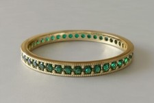 2ct Lab-Created Green Emerald Wedding Band Ring Full Eternity Yellow Gold Plated