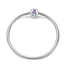 KUNSIR 925 Sterling Silver Iris Flower Snake Chain Bracelets 3mm DIY Charm Gifts