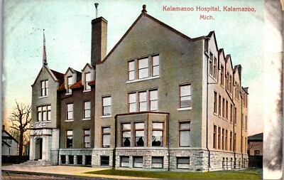 #ad Postcard Kalamazoo Michigan Kalamzoo Hospital Posted c1910 $4.25