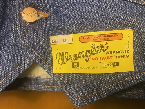 VTG 70s 80s Wrangler Denim Vest M Blue Sherpa Lined Western Wear DEAD STOCK NOS - Picture 12 of 13