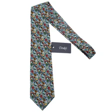 Drake's NWT Neck Tie in Blue / Multicolor Mini Floral Print 100% Silk