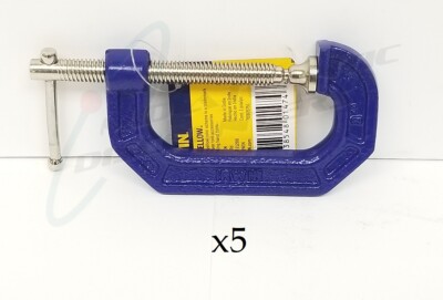 5 Irwin 2'' Jaw Capacity 1-5/16'' Throat Depth Quick-Grip C-Clamp 225102ZR