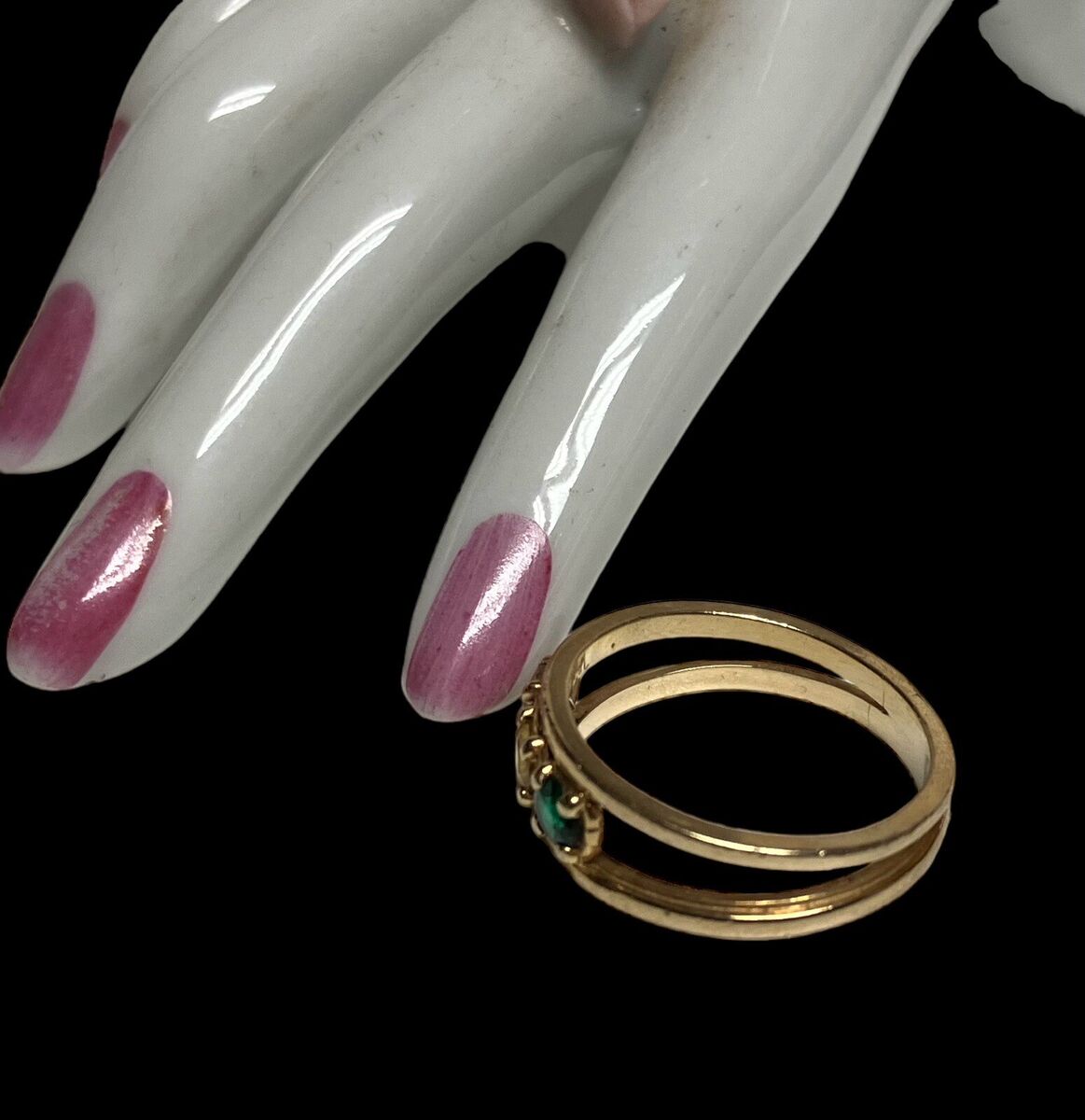 Vintage GLEAMLIGHT 14K GOLD THREE GEMSTONE MOTHER'S RING (7 Vintage GLEAMLIGHT 14K GOLD THREE GEMSTONE MOTHER'S RING (7
