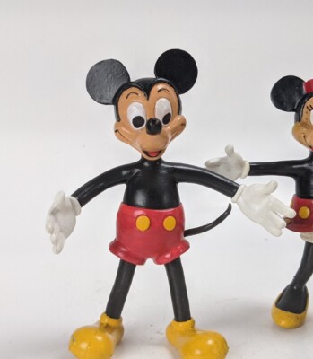 Vintage 1985 Bully Mickey & Minnie Mouse Walt Disney Bendy Figure