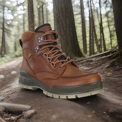 Ecco TRACK 25 HIGH Lace Up Bison Leather Waterproof Gore Tex  Boots 7 7.5