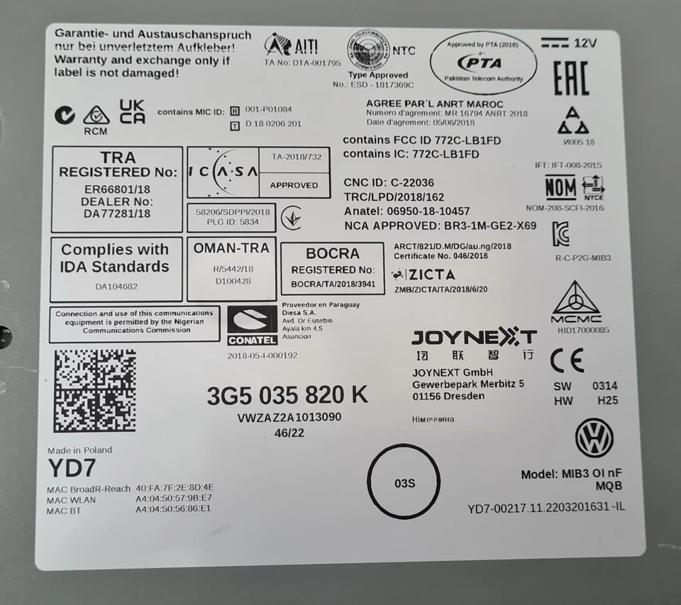 Original VW Navigation System Navirechner MIB3 Steuergerät Multimedia 3G5035820K - Bild 2 von 4