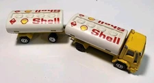 Majorette #241-245 Yellow/White Ford Shell Gas Tanker w/Trailer 1/100 Diecast