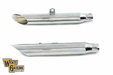 Wyatt Gatling Chrome Slash Slip-On Muffler Set for Harley Davidson by V-Twin