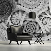 Thema Tapete Wirbel Abstrakt Groß Wandbild Schlafzimmer Schwarz Grau Wand Dekor