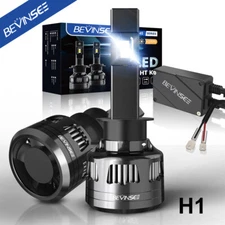 Bevinsee H1 LED Headlight Conversion Bulb High Low Beam 22000LM 120W 6000K White